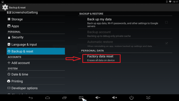 Hướng dẫn reset factory các dòng android box