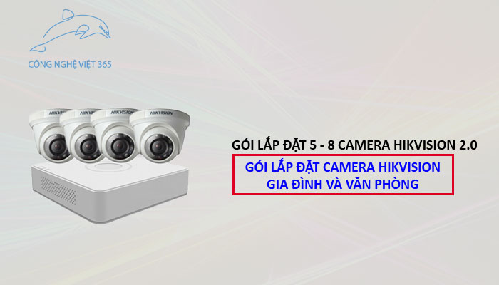 Trọn gói lắp đặt 7 camera Hikvision 2.0 MP - Gói lắp đặt